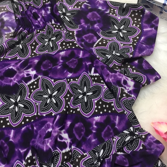 Cato purple floral printed v neck blouse - Picture 6 of 8